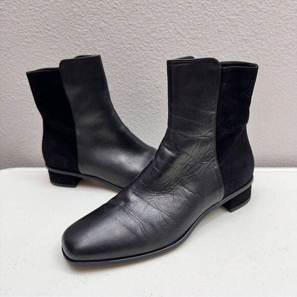 Aquatalia Boots Size 9 Lucia Black Ankle Womens Leather Suede Fall - Picture 2 of 8